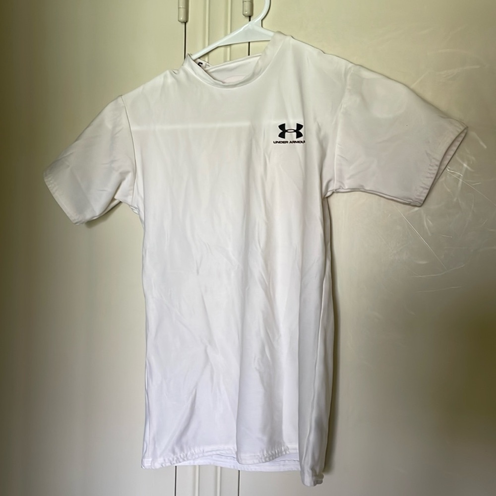 Boys White Under Armour Top
